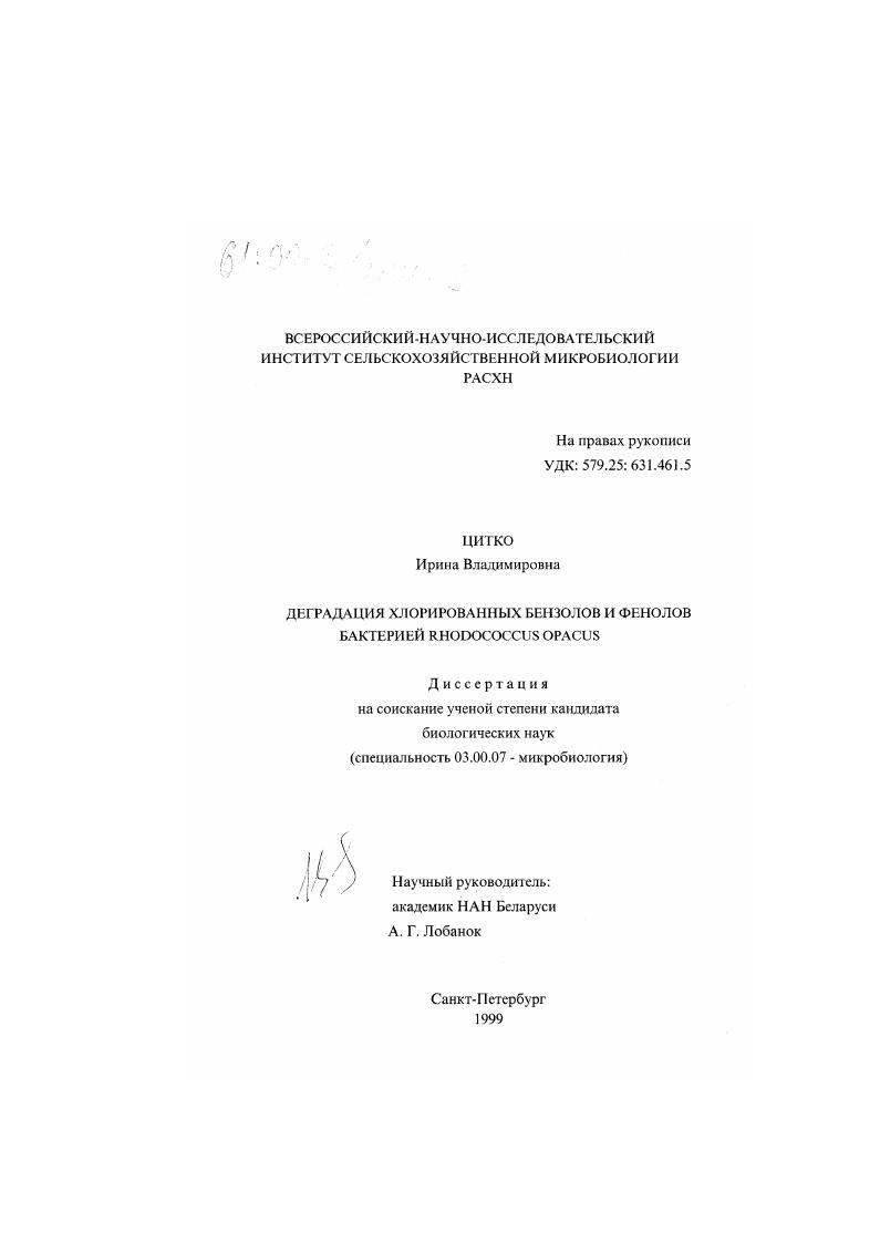 Деградация хлорированных бензолов и фенолов бактерией Rhodococcus opacus