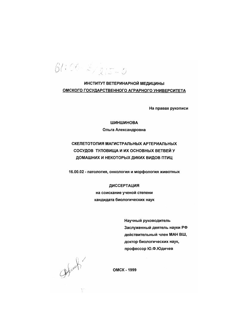 скачать диссертацию Скелетотопия магистральных артериальных сосудов туловища и их основных ветвей у домашних и некоторых диких видов птиц Скелетотопия магистральных артериальных сосудов туловища и их основных ветвей у домашних и некоторых диких видов птиц