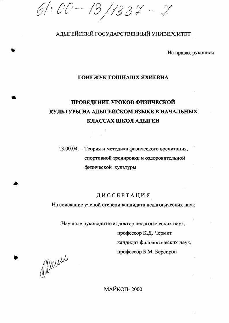 Проведение уроков физической культуры на адыгейском языке в начальных классах школ Адыгеи
