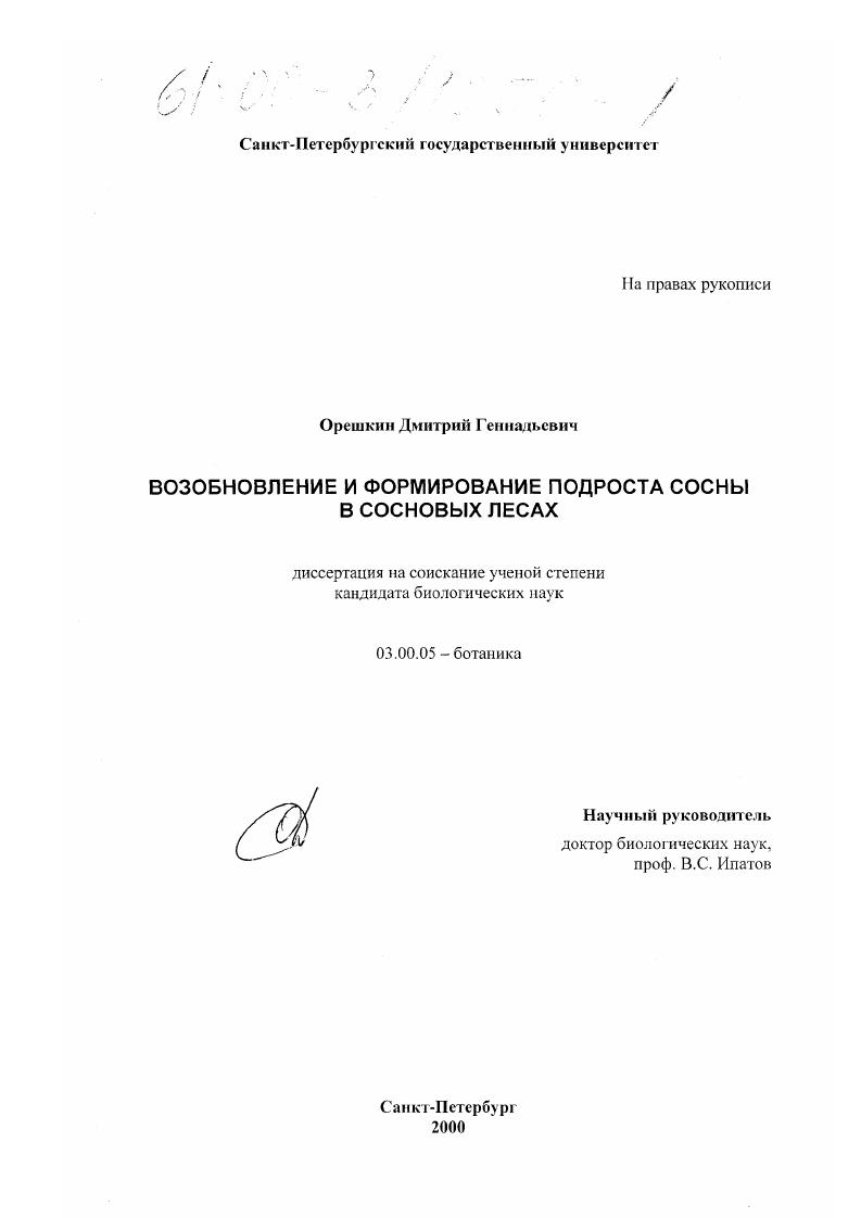 Возобновление и формирование подроста сосны в сосновых лесах
