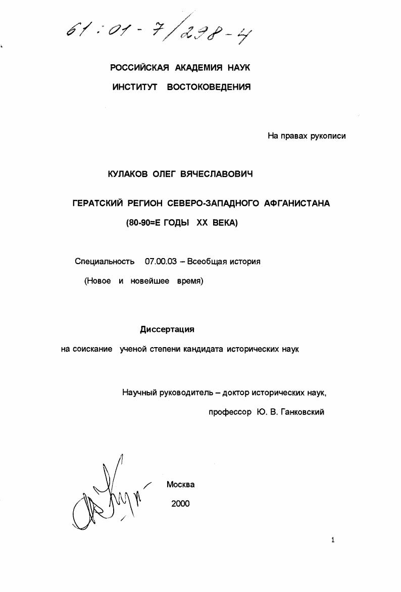 Гератский регион Северо-Западного Афганистана : 80 - 90-е годы XX века