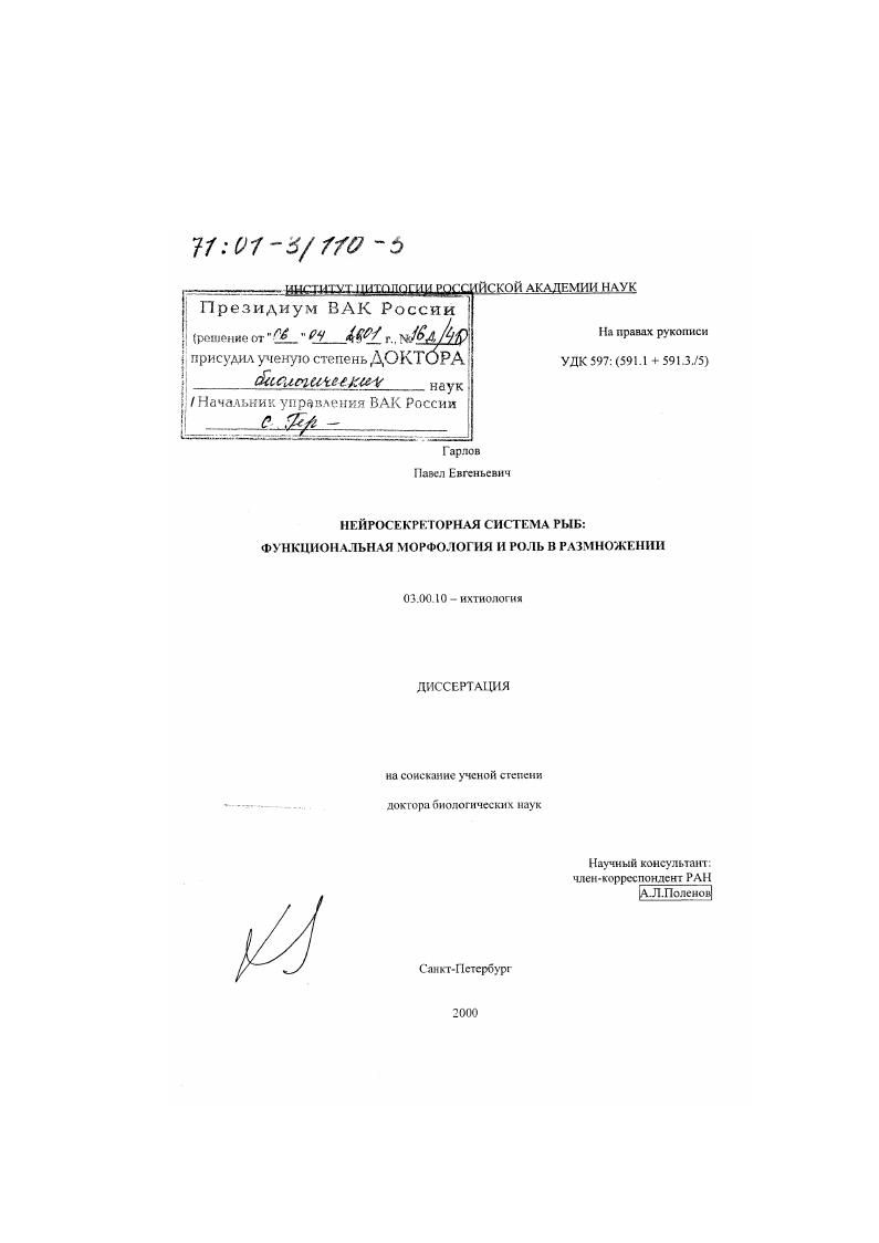 скачать диссертацию Нейросекреторная система рыб : Функциональная морфология и роль в размножении Нейросекреторная система рыб : Функциональная морфология и роль в размножении