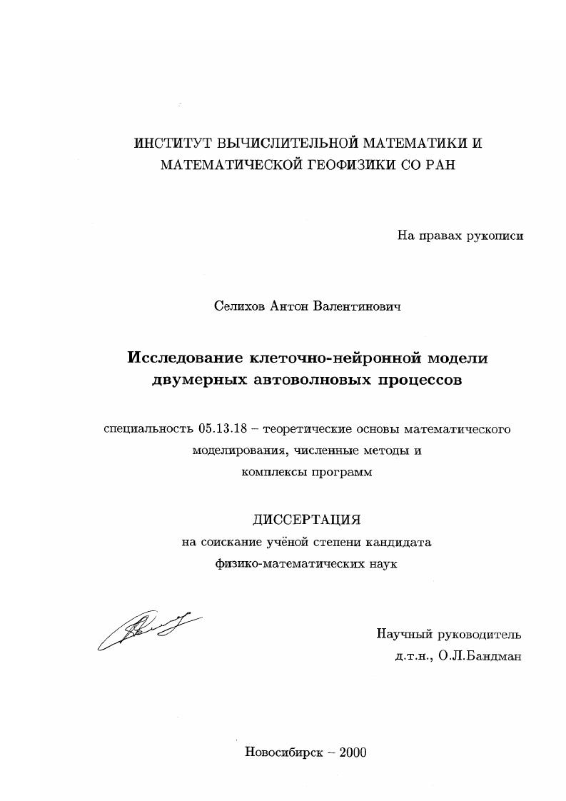 Исследование клеточно-нейронной модели двумерных автоволновых процессов