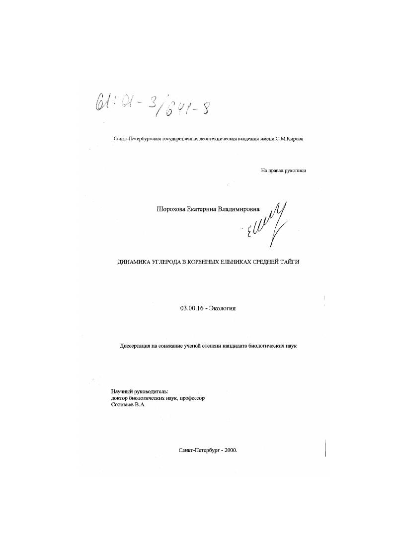 Динамика углерода в коренных ельниках средней тайги