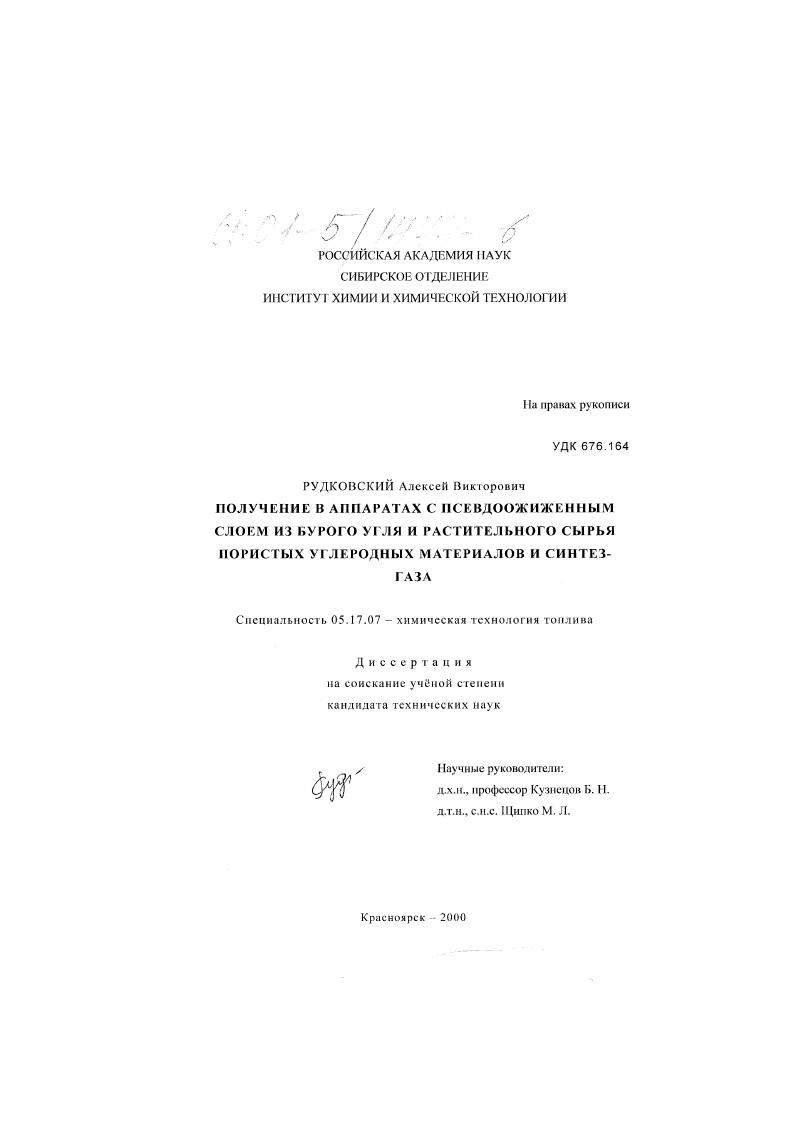 Получение в аппаратах с псевдоожиженным слоем из бурого угля и растительного сырья пористых углеродных материалов и синтез-газа