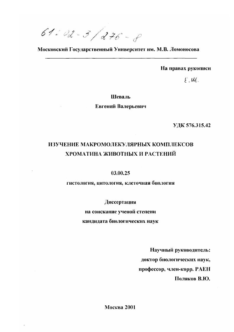 Изучение макромолекулярных комплексов хроматина животных и растений
