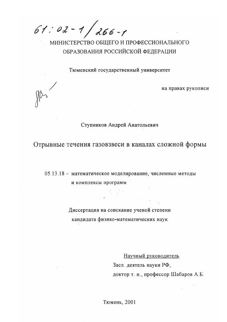 Отрывные течения газовзвеси в каналах сложной формы