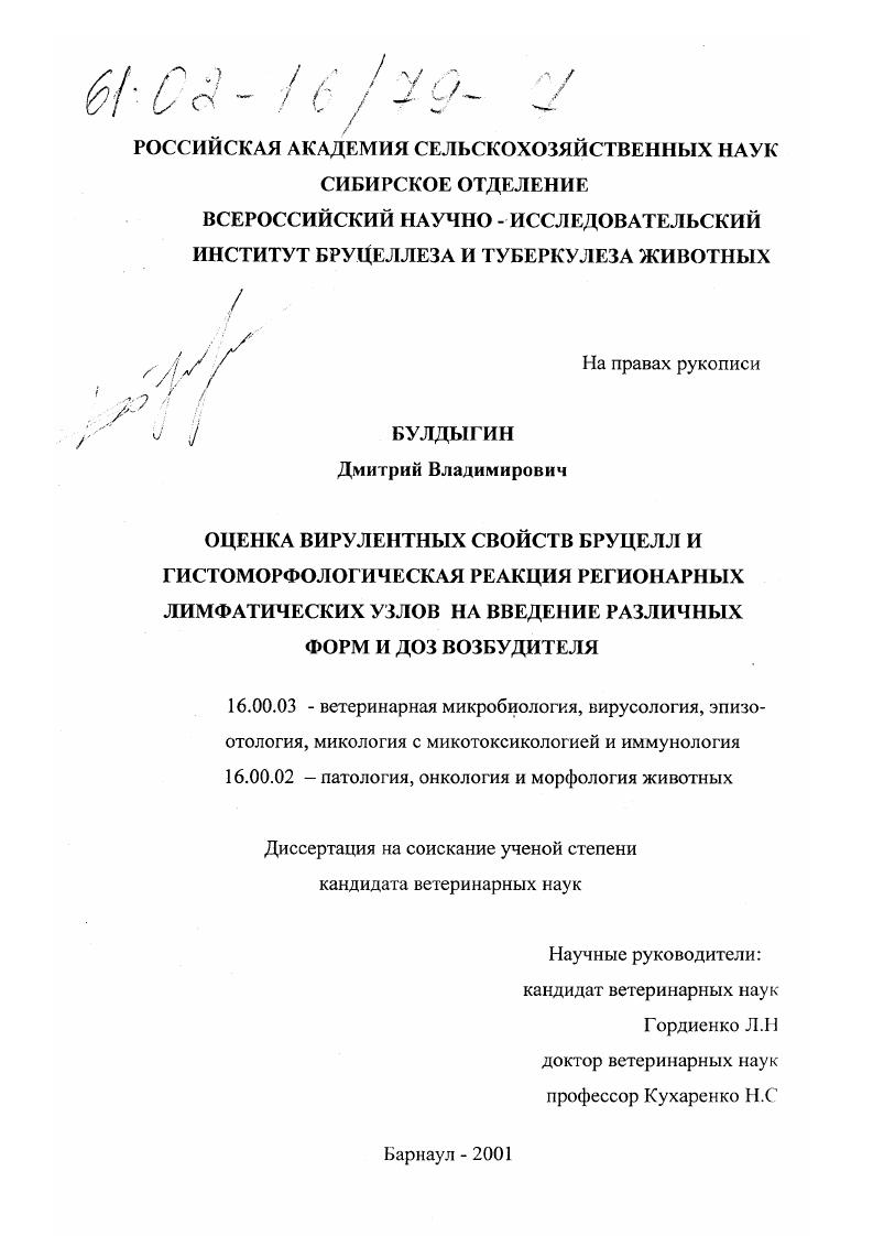 Оценка вирулентных свойств бруцелл и гистоморфологическая реакция регионарных лимфатических узлов в ответ на введение различных форм и доз возбудителя