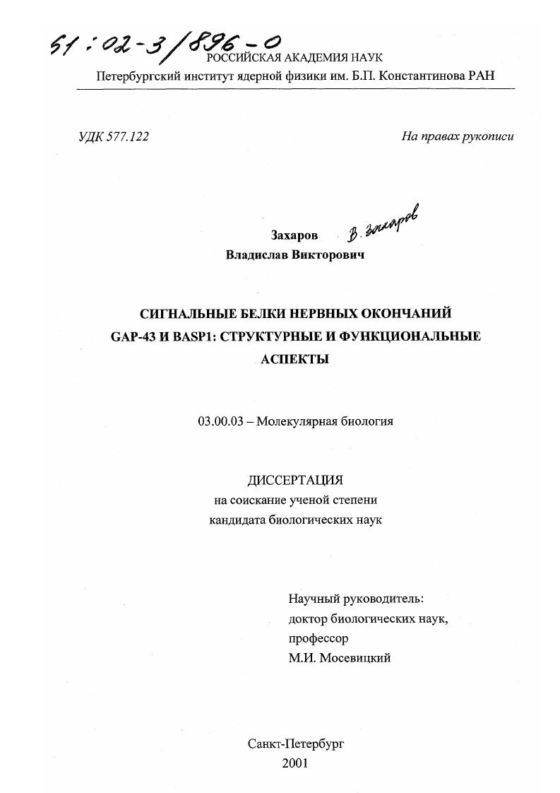 скачать диссертацию Сигнальные белки нервных окончаний GAP-43 и BASP1 : Структурные и функциональные аспекты Сигнальные белки нервных окончаний GAP-43 и BASP1 : Структурные и функциональные аспекты