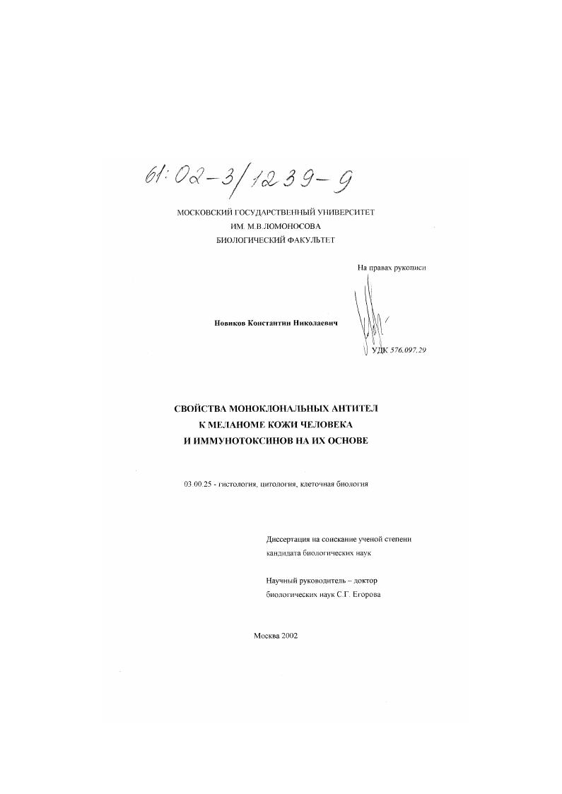 Свойства моноклональных антител к меланоме кожи человека и иммунотоксинов на их основе