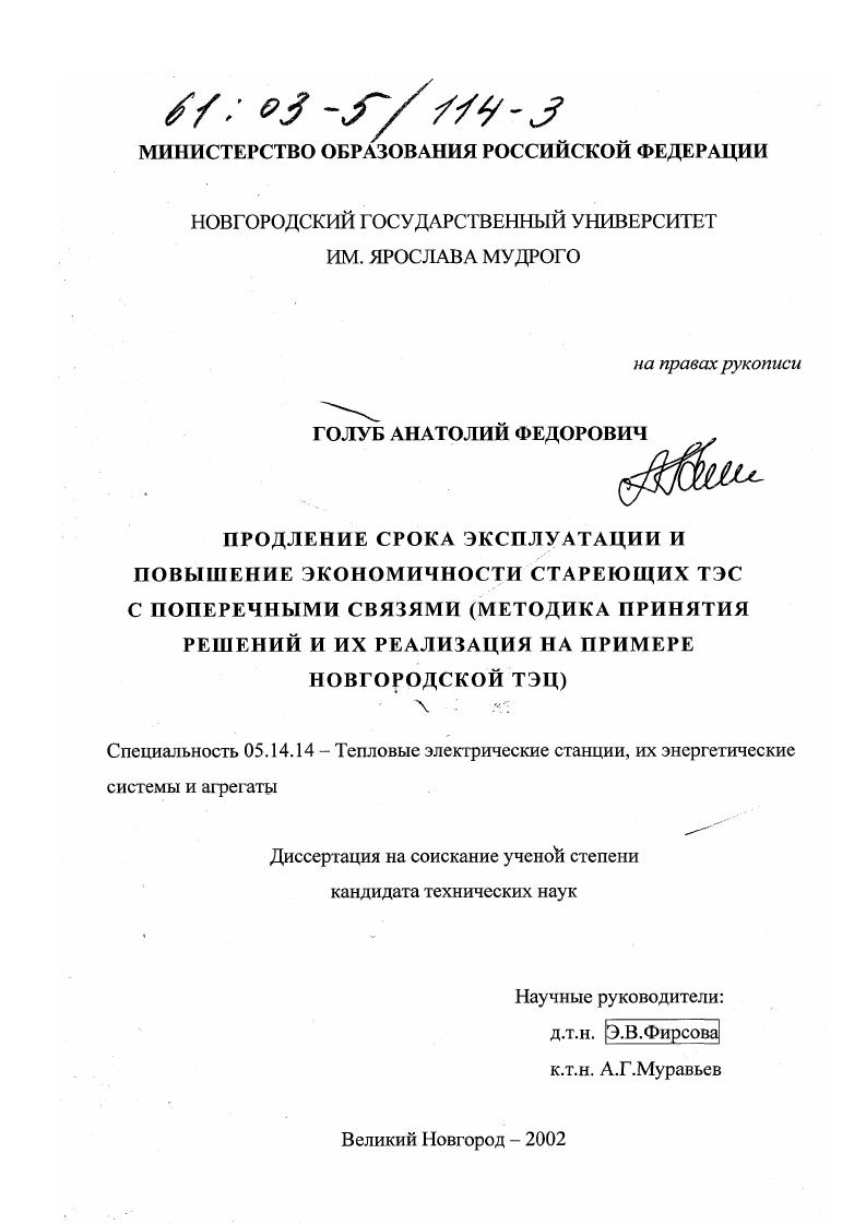 Продление срока эксплуатации и повышение экономичности стареющих ТЭЦ с поперечными связями : Методика принятия решений и их реализация на примере Новгородской ТЭЦ
