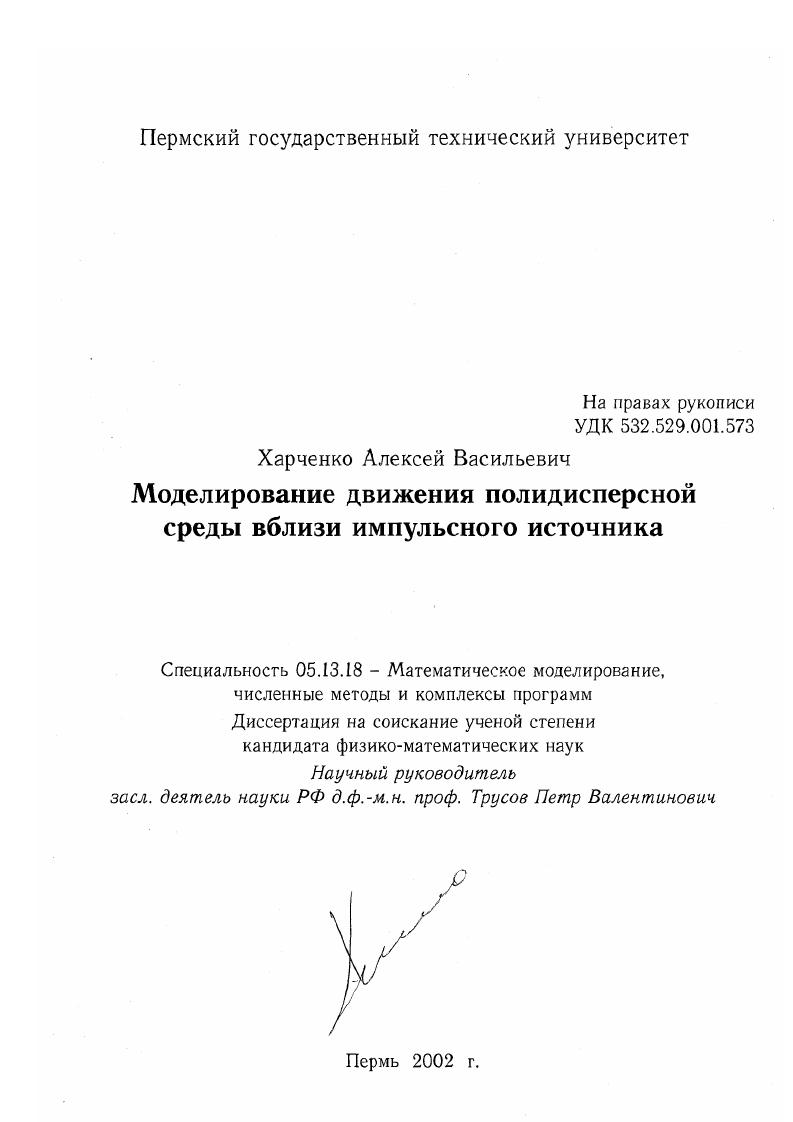Моделирование движения полидисперсной среды вблизи импульсного источника