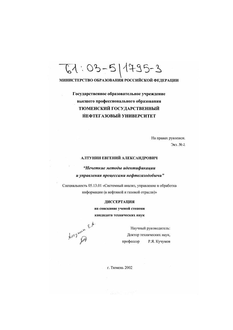 Нечеткие методы идентификации и управления процессами нефтегазодобычи