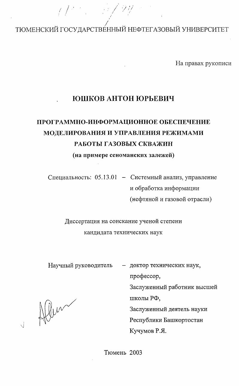 скачать диссертацию Программно-информационное обеспечение моделирования и управления режимами работы газовых скважин : На примере сеноманских залежей Программно-информационное обеспечение моделирования и управления режимами работы газовых скважин : На примере сеноманских залежей