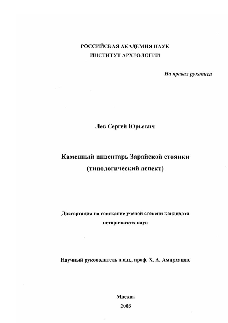 Каменный инвентарь Зарайской стоянки : Типологический аспект