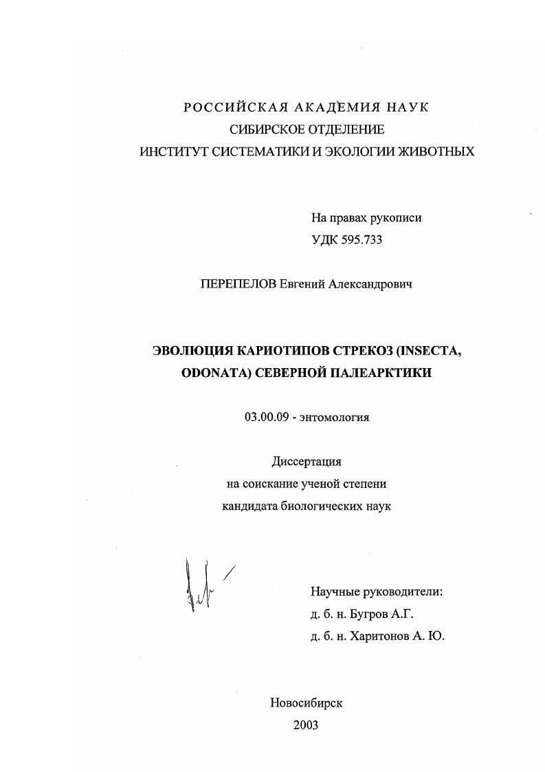 скачать диссертацию Эволюция кариотипов стрекоз (Insecta, Odonata) Северной Палеарктики Эволюция кариотипов стрекоз (Insecta, Odonata) Северной Палеарктики