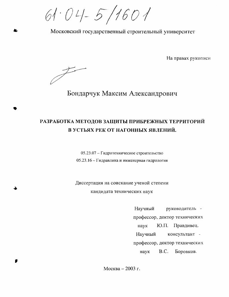 Разработка методов защиты прибрежных территорий в устьях рек от нагонных явлений
