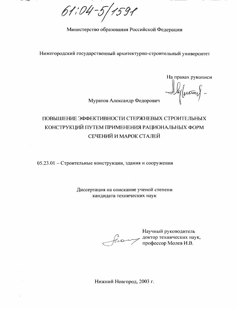 Повышение эффективности стержневых строительных конструкций путем применения рациональных форм сечений и марок сталей