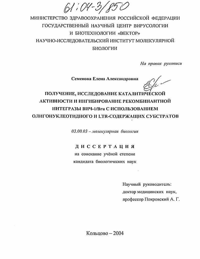 Получение, исследование каталитической активности и ингибирование рекомбинантной интегразы ВИЧ-1/Bru с использованием олигонуклеотидного и LTR-содержащих субстратов