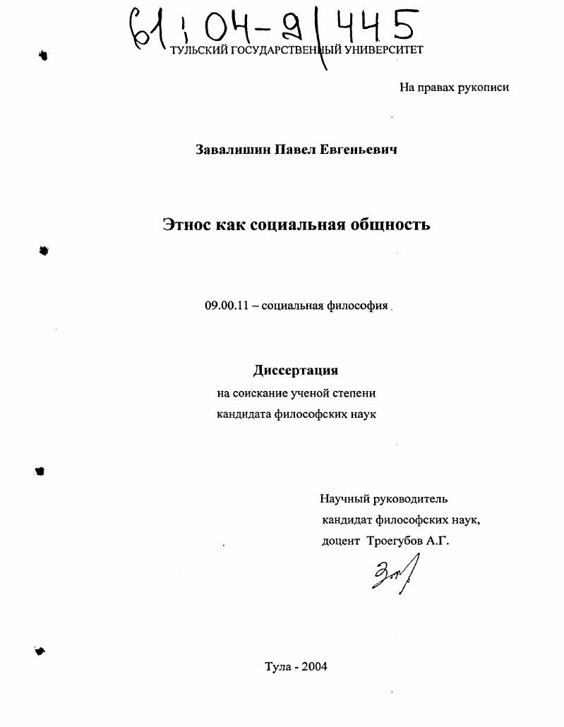 скачать диссертацию Этнос как социальная общность Этнос как социальная общность