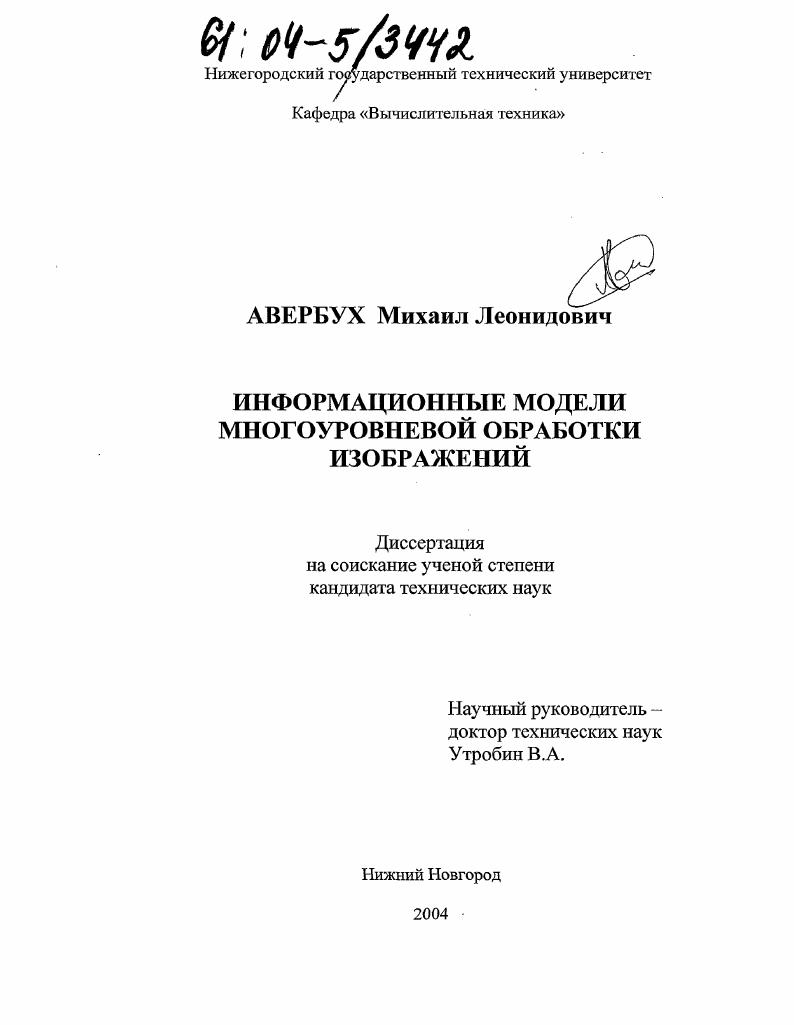 Информационные модели многоуровневой обработки изображений