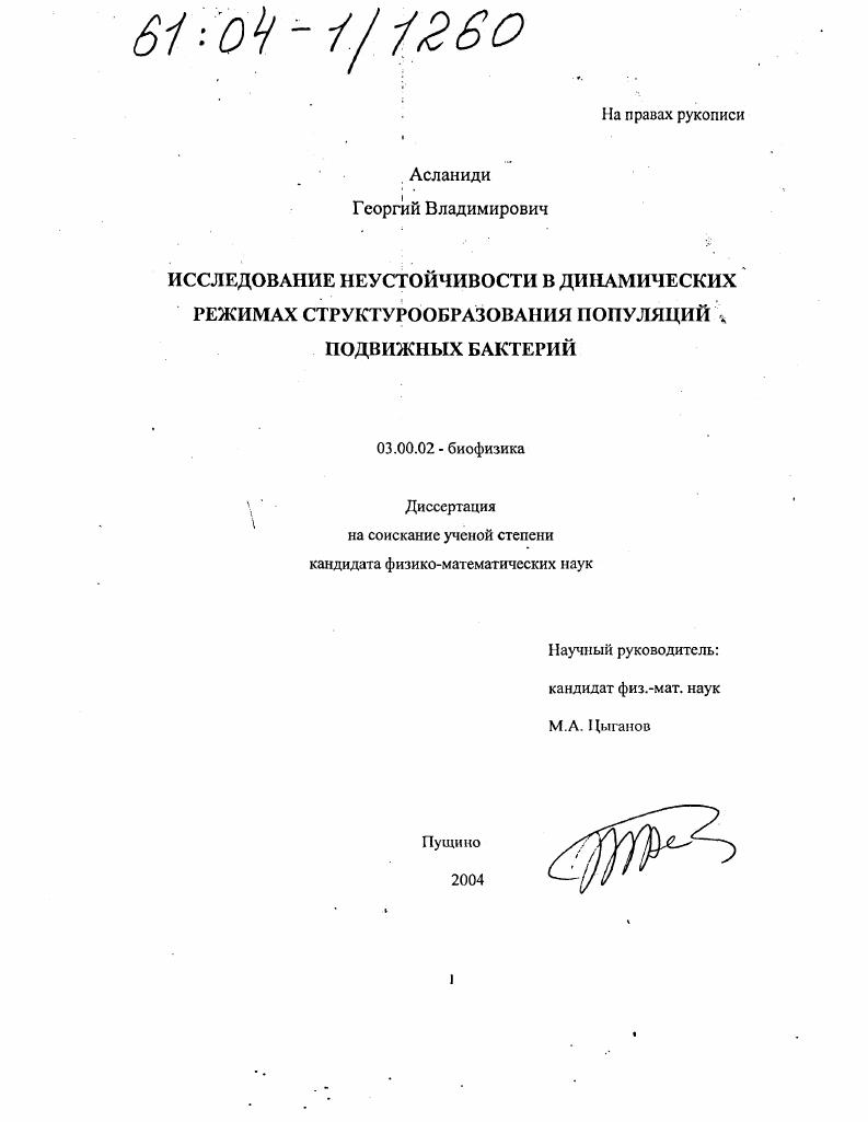 Исследование неустойчивости в динамических режимах структурообразования популяций подвижных бактерий