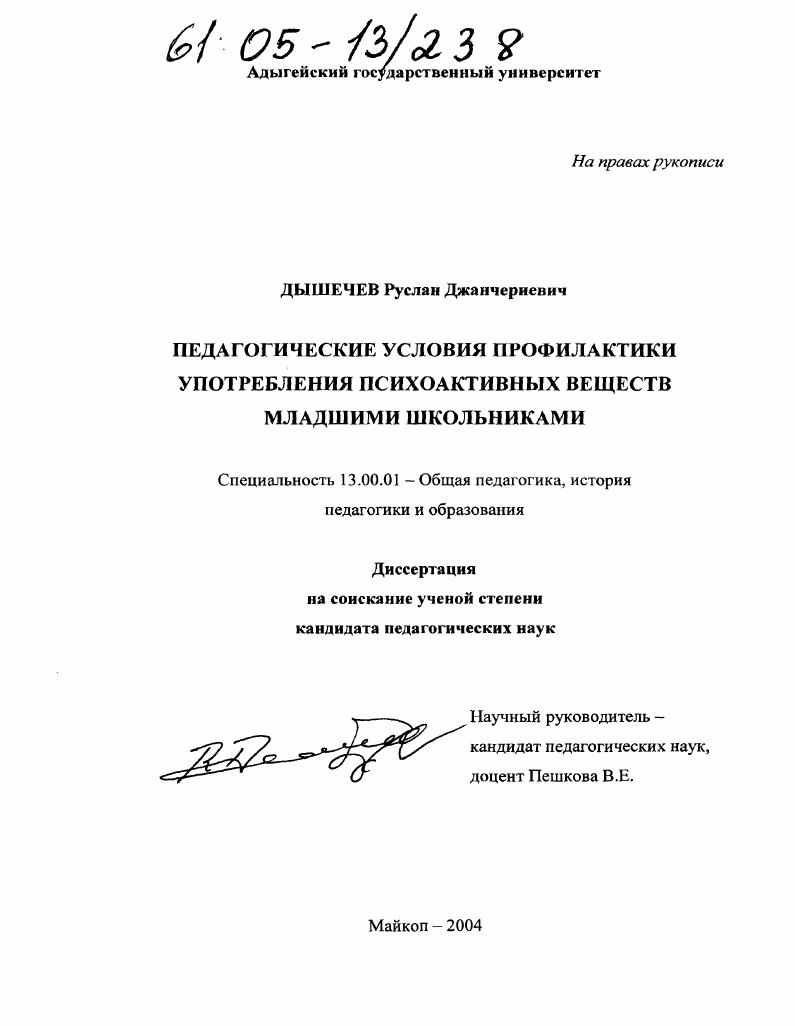 Педагогические условия профилактики употребления психоактивных веществ младшими школьниками
