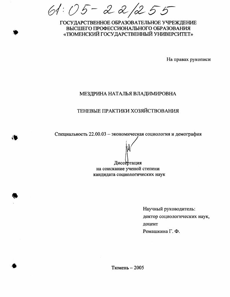 Теневые практики хозяйствования