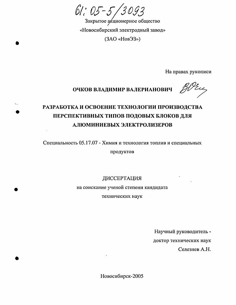 Разработка и освоение технологии производства перспективных типов подовых блоков для алюминиевых электролизеров