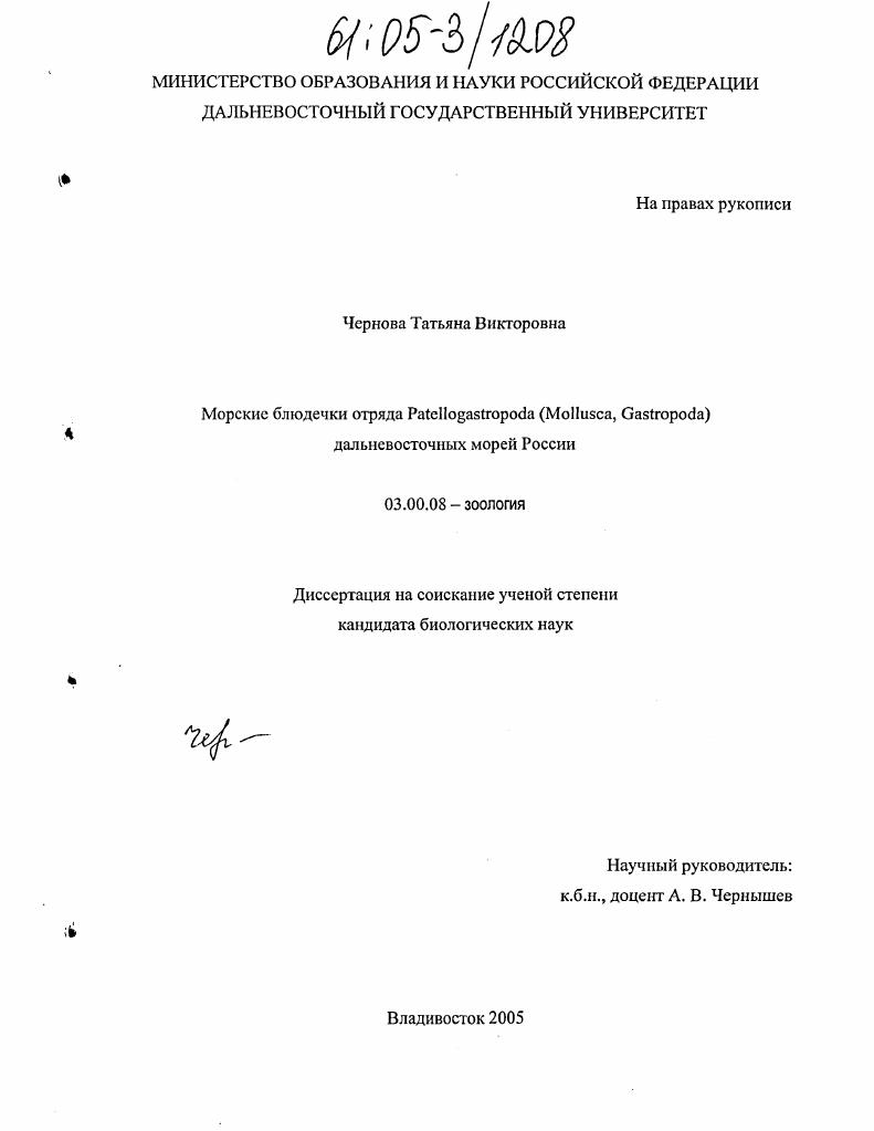 Морские блюдечки отряда Patellogastropoda (Mollusca, gastropoda) дальневосточных морей России