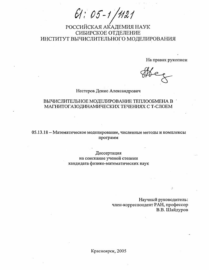 Вычислительное моделирование теплообмена в магнитогазодинамических течениях с Т-слоем