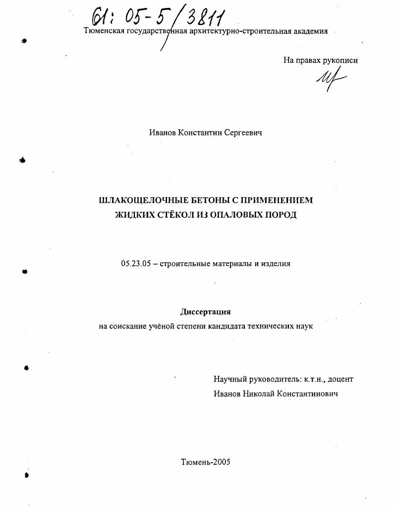 Шлакощелочные бетоны с применением жидких стёкол из опаловых пород