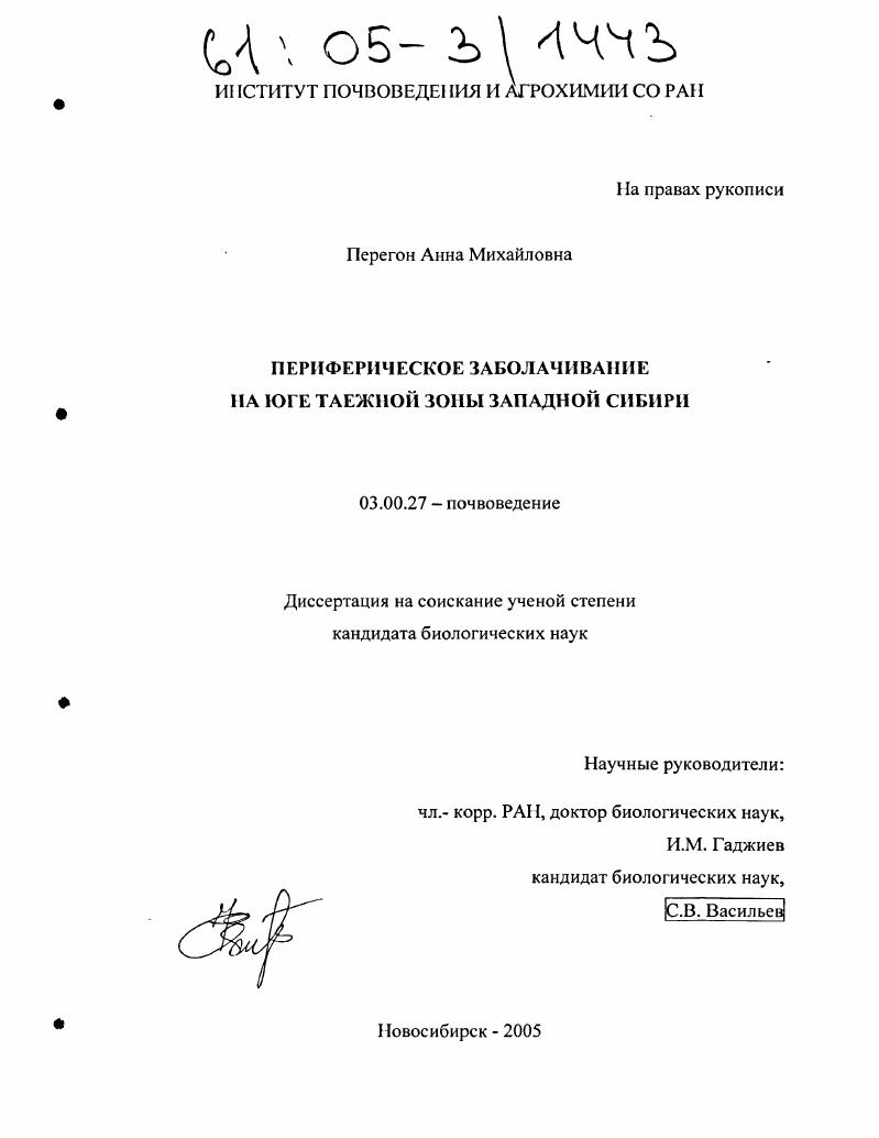 Периферическое заболачивание на юге таежной зоны Западной Сибири