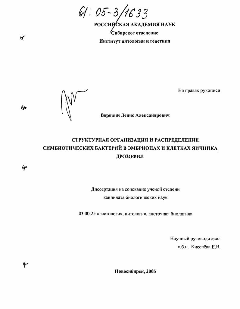 Структурная организация и распределение симбиотических бактерий в эмбрионах и клетках яичника дрозофил
