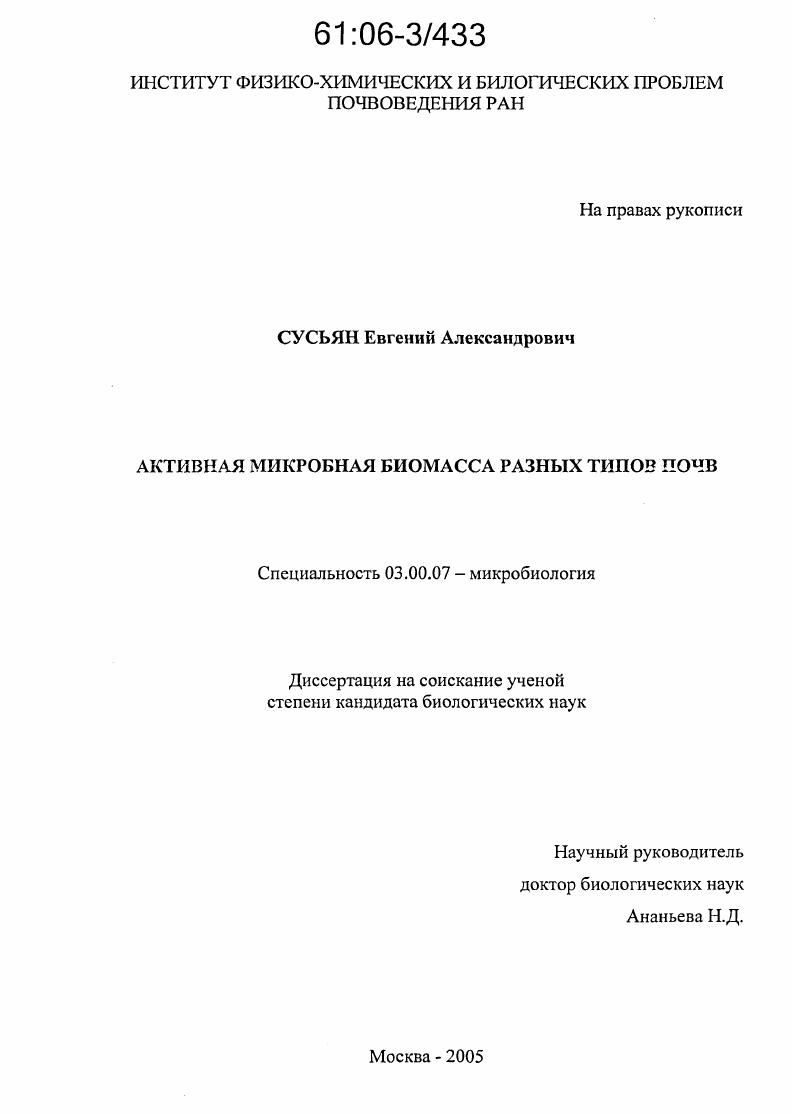 Активная микробная биомасса разных типов почв