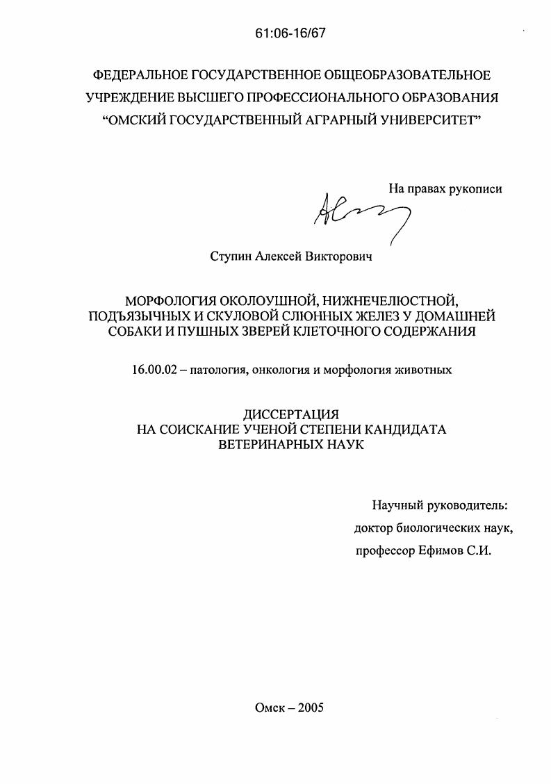 Морфология околоушной, нижнечелюстной, подъязычных и скуловой слюнных желез у домашней собаки и пушных зверей клеточного содержания