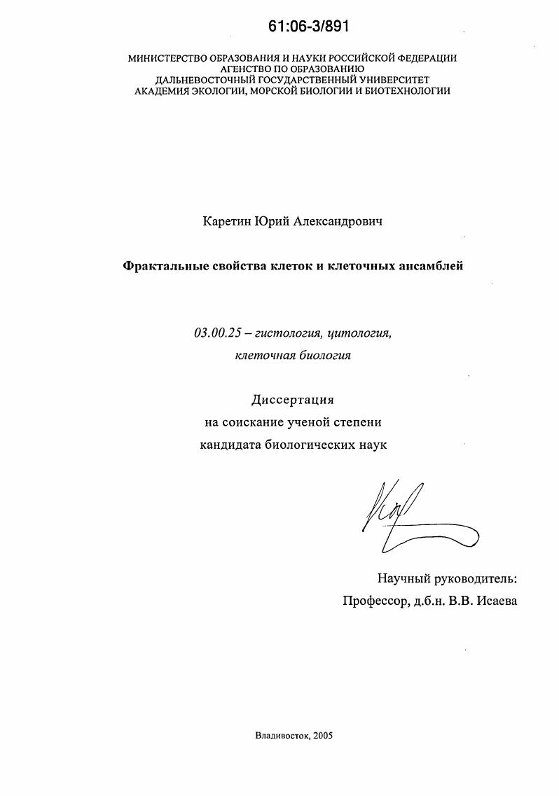 Фрактальные свойства клеток и клеточных ансамблей