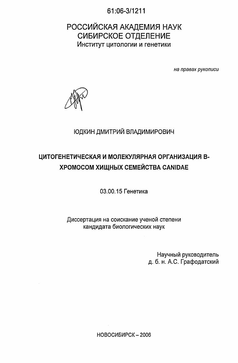 Цитогенетическая и молекулярная организация B-хромосом хищных семейства Canidae