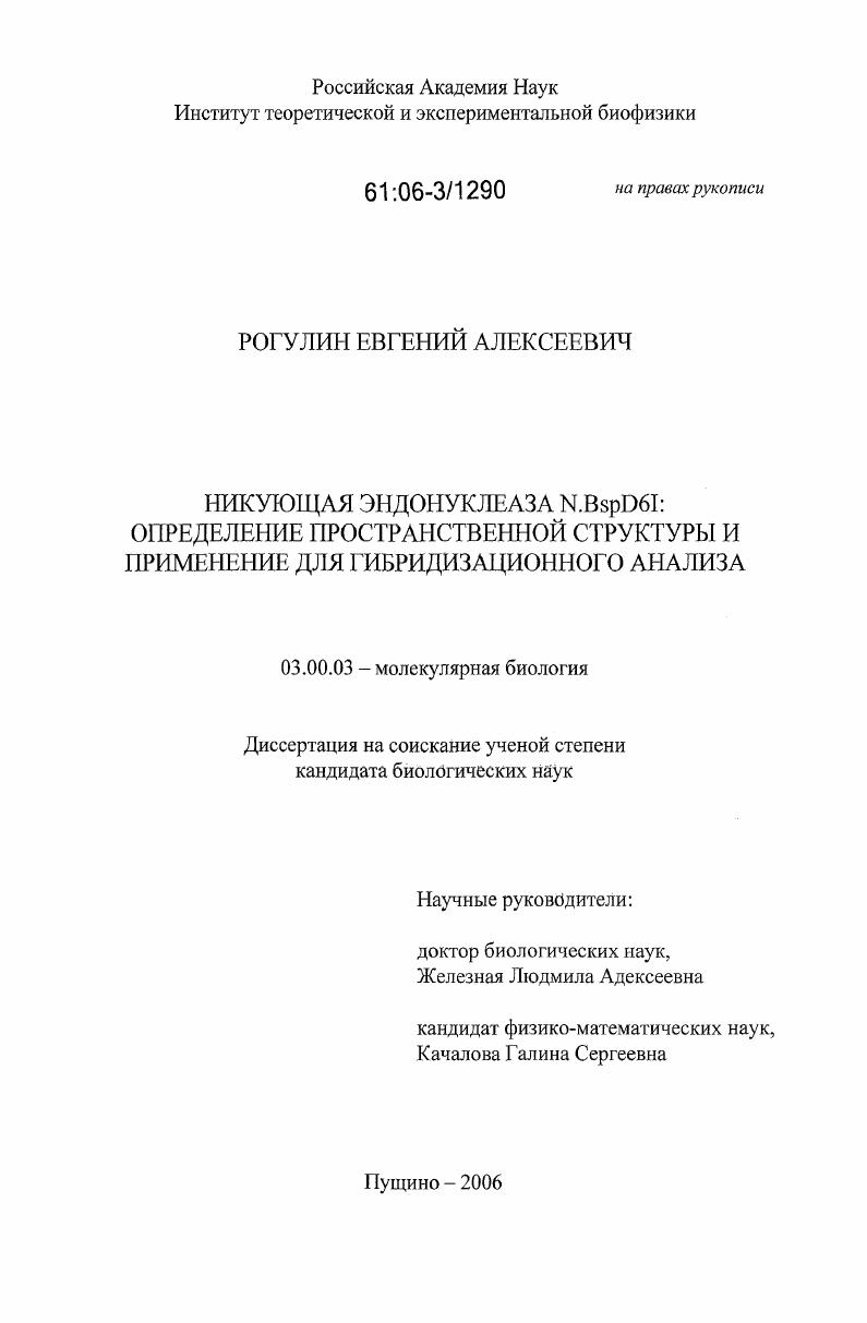 Никующая эндонуклеаза N.BspD6I : определение пространственной структуры и применение для гибридизационного анализа