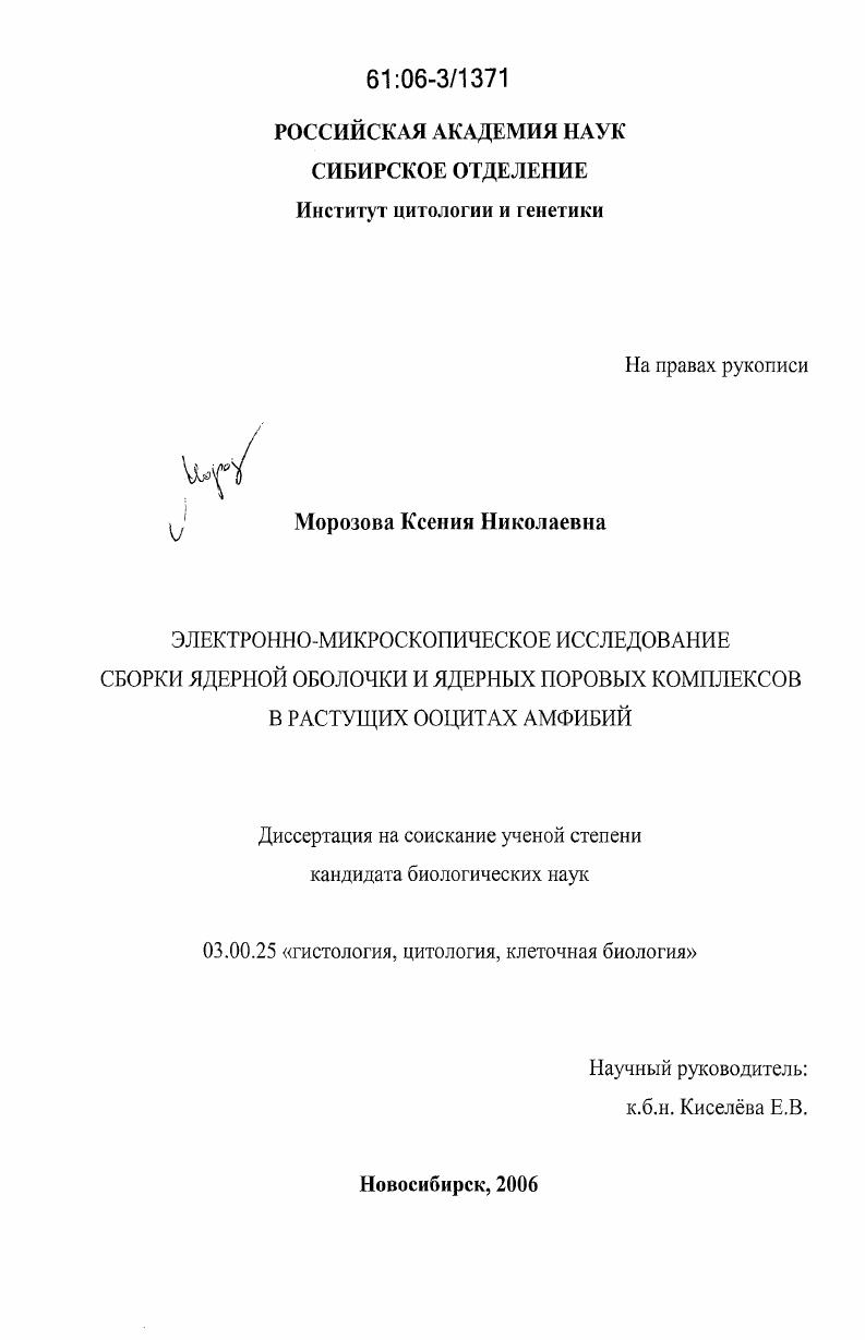 Электронно-микроскопическое исследование сборки ядерной оболочки и ядерных поровых комплексов в растущих ооцитах амфибий