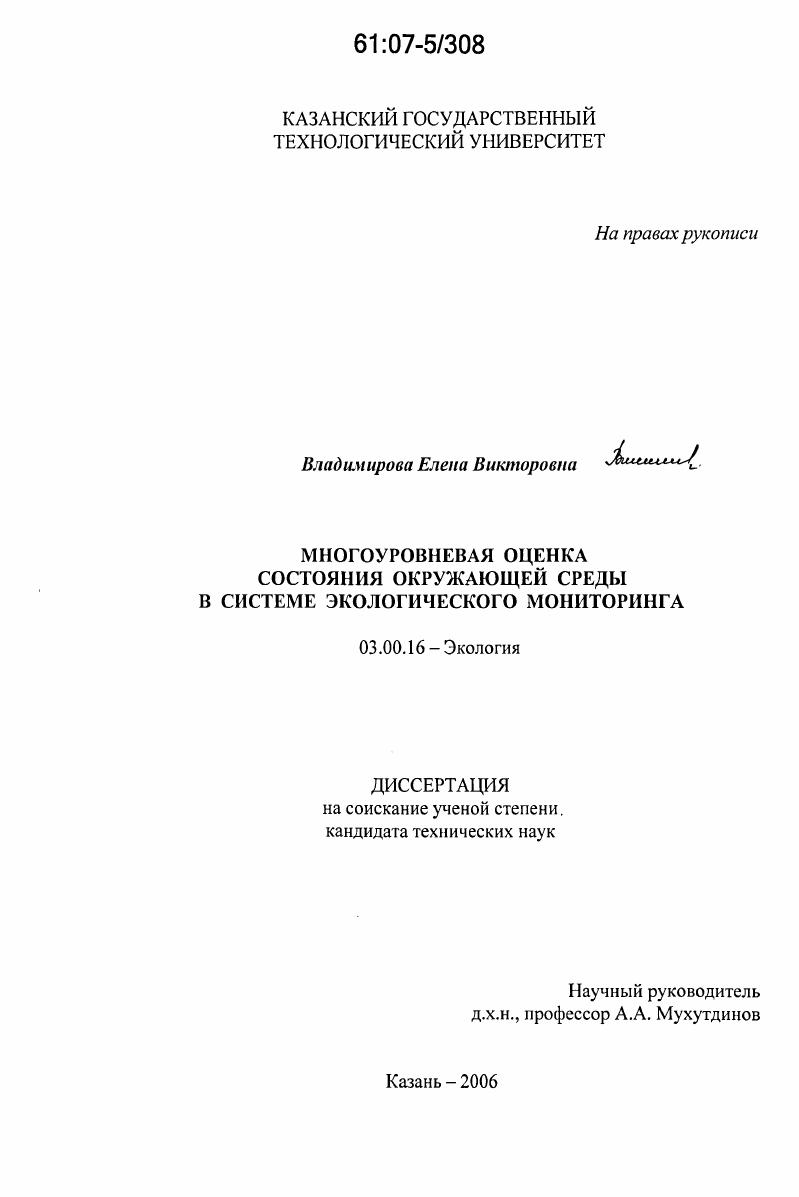 Многоуровневая оценка состояния окружающей среды в системе экологического мониторинга
