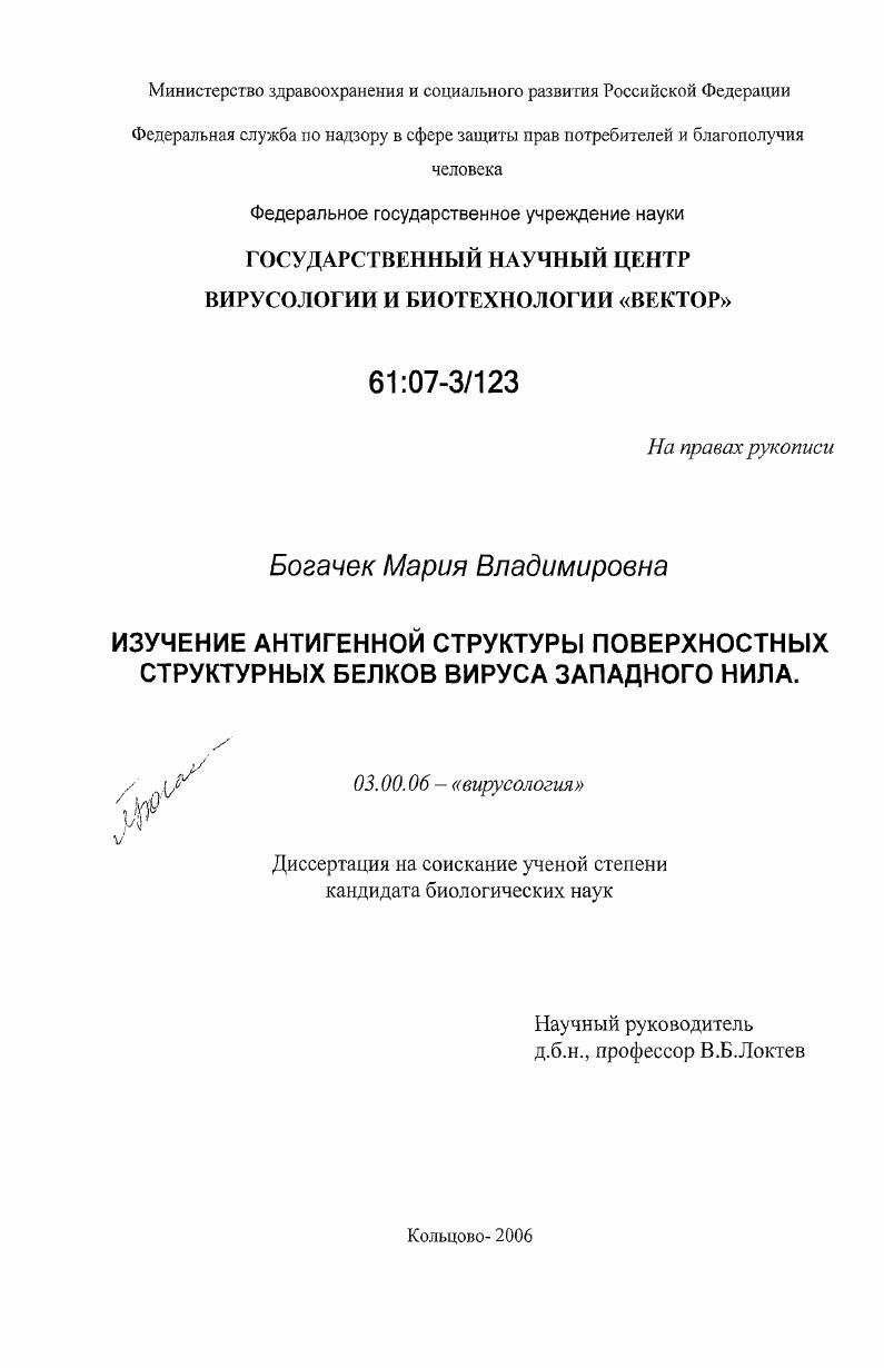 Изучение антигенной структуры поверхностных структурных белков вируса Западного Нила