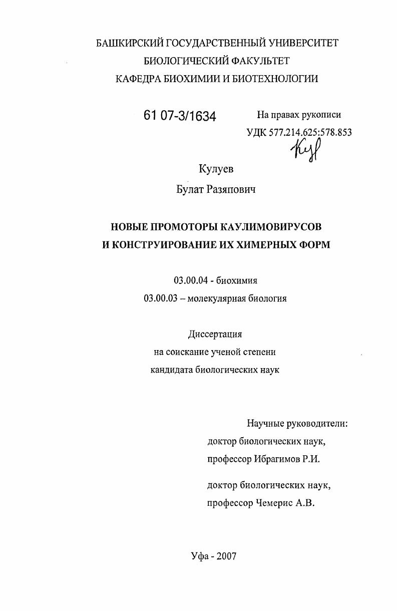 скачать диссертацию Новые промоторы каулимовирусов и конструирование их химерных форм Новые промоторы каулимовирусов и конструирование их химерных форм