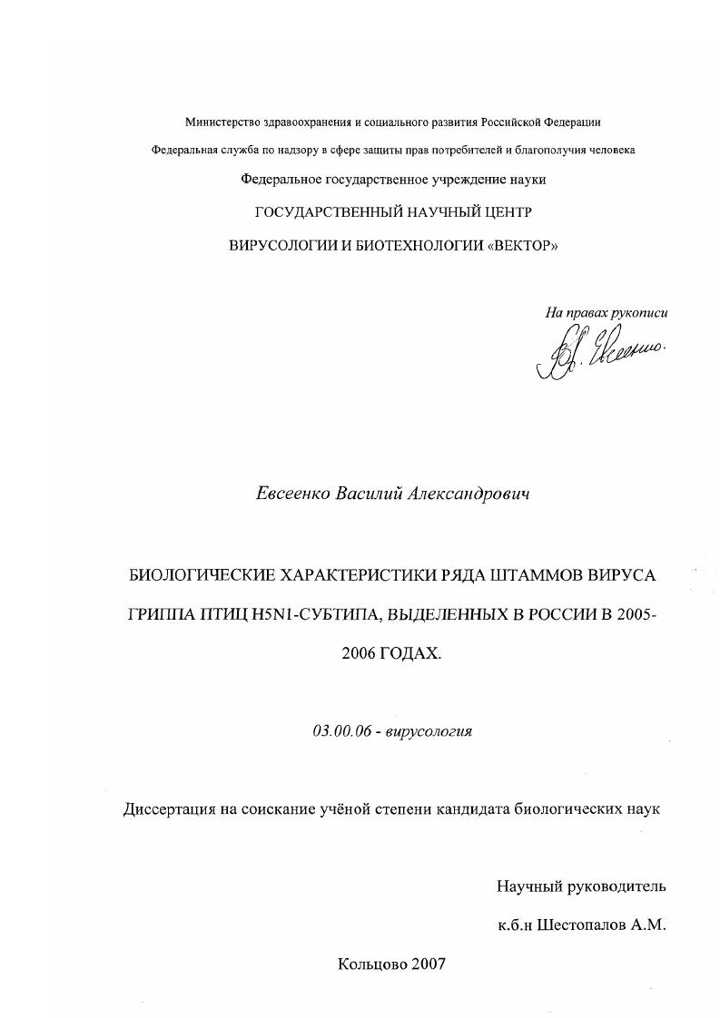 Биологические характеристики ряда штаммов вируса гриппа птиц H5N1-субтипа, выделенных в России в 2005-2006 годах