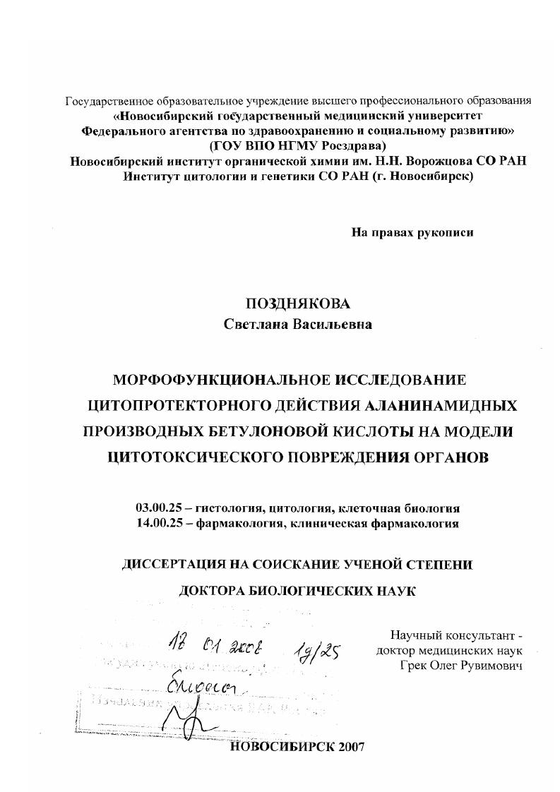 Морфофункциональное исследование цитопротекторного действия аланинамидных производных бетулоновой кислоты на модели цитотоксического повреждения органов