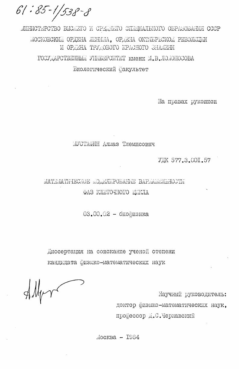 Математическое моделирование вариабельности фаз клеточного цикла