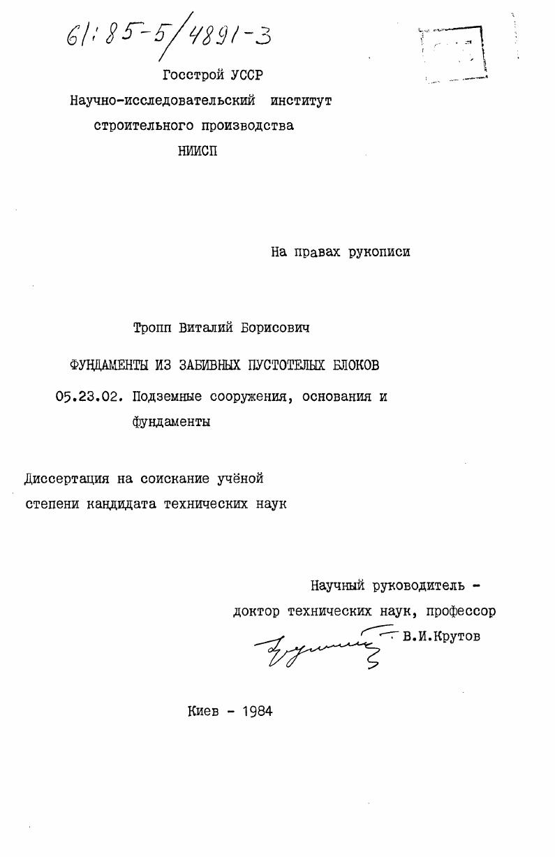 Фундаменты из забивных пустотелых блоков