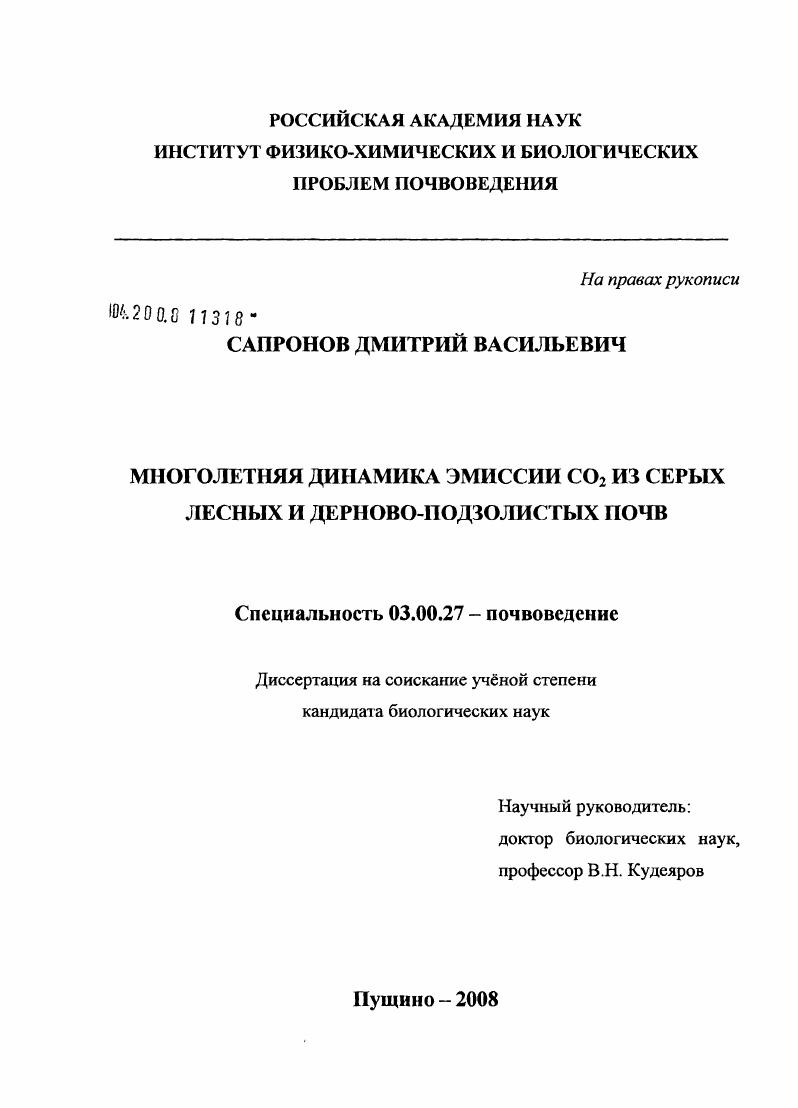 Многолетняя динамика эмиссии CO2 из серых лесных и дерново-подзолистых почв