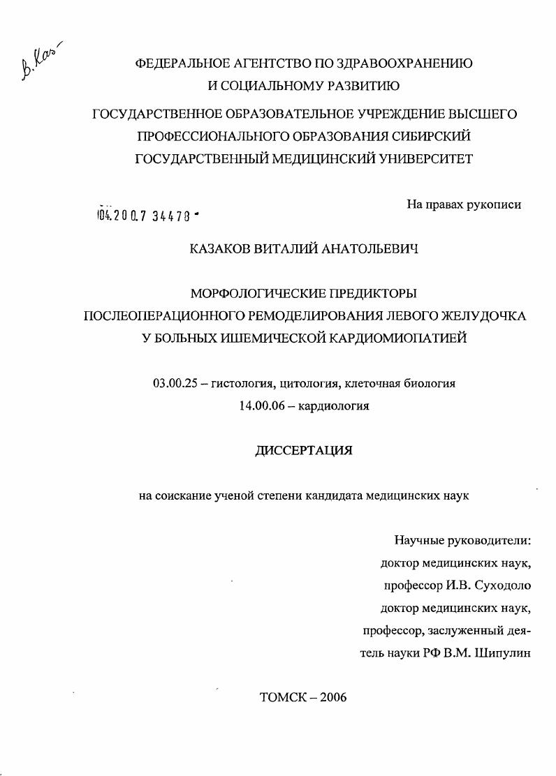 Морфологические предикторы послеоперационного ремоделирования левого желудочка у больных ишемической кардиомиопатией