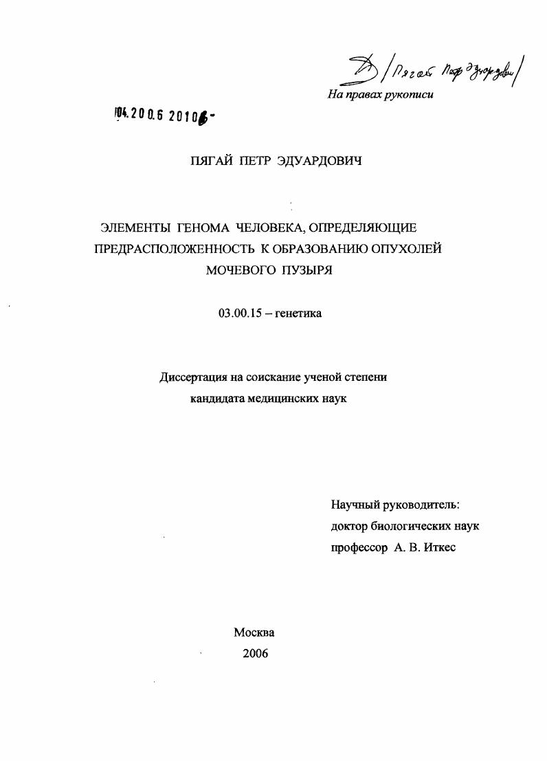 Элементы генома человека, определяющие предрасположенность к образованию опухолей мочевого пузыря
